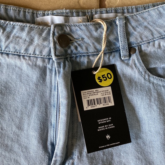 Afends Shelby Hemp Denim Cut Off High-Waisted Mom Short 32 - Picture 2 of 10